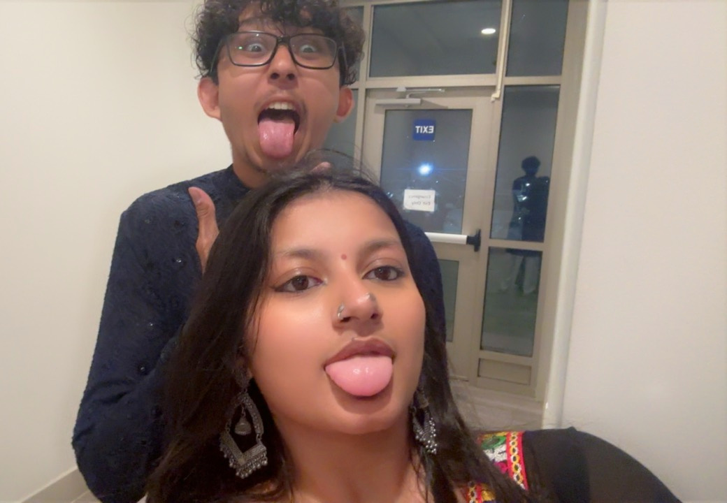 Our playful Garba selfie, both sticking our tongues out at the camera.